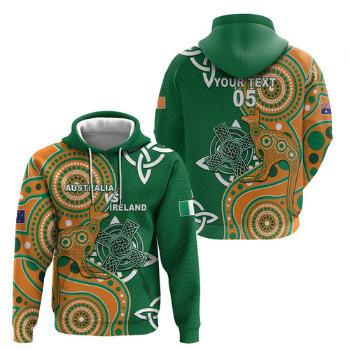 Australia And Ireland Rugby Custom Hoodie Walllabies And Shamrock Together