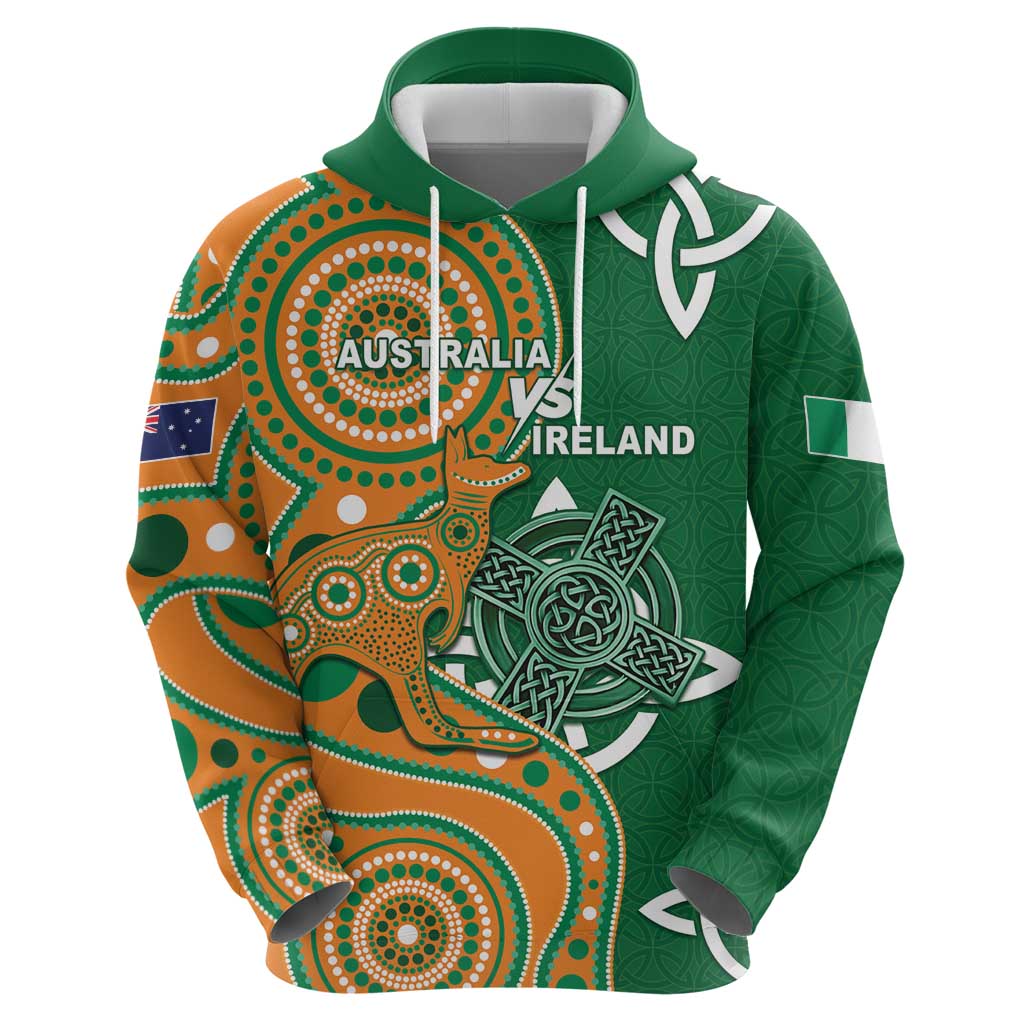 Australia And Ireland Rugby Custom Hoodie Walllabies And Shamrock Together