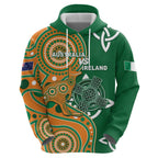 Australia And Ireland Rugby Custom Hoodie Walllabies And Shamrock Together