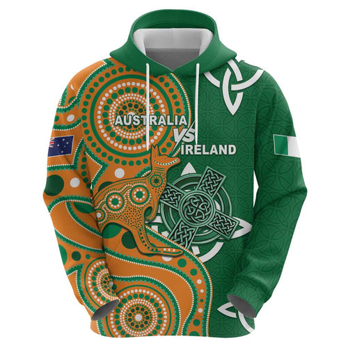 Australia And Ireland Rugby Custom Hoodie Walllabies And Shamrock Together
