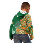 Australia And Ireland Rugby Custom Kid Hoodie Walllabies And Shamrock Together