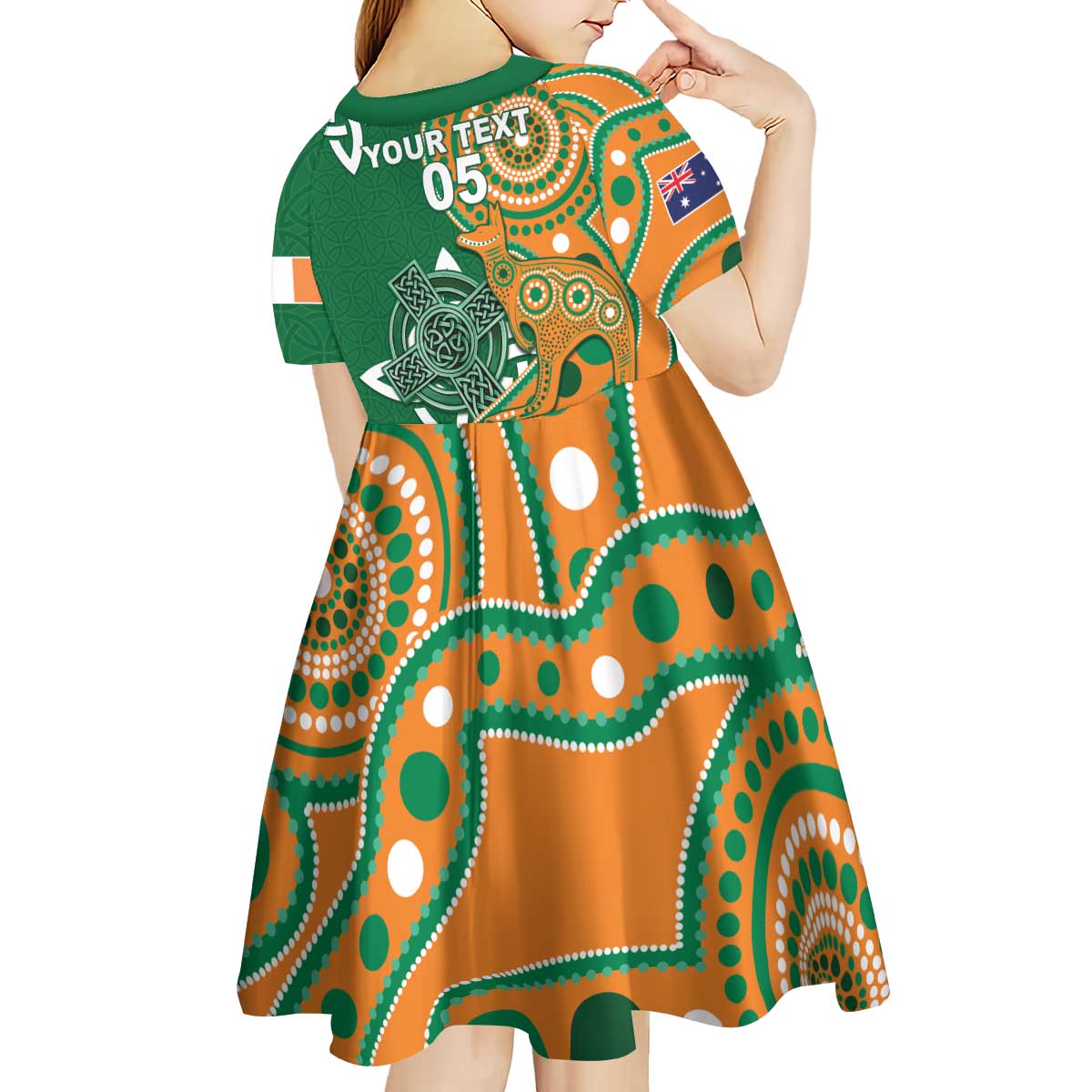 Australia And Ireland Rugby Custom Kid Short Sleeve Dress Walllabies And Shamrock Together