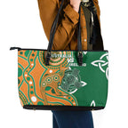 Australia And Ireland Rugby Leather Tote Bag Walllabies And Shamrock Together