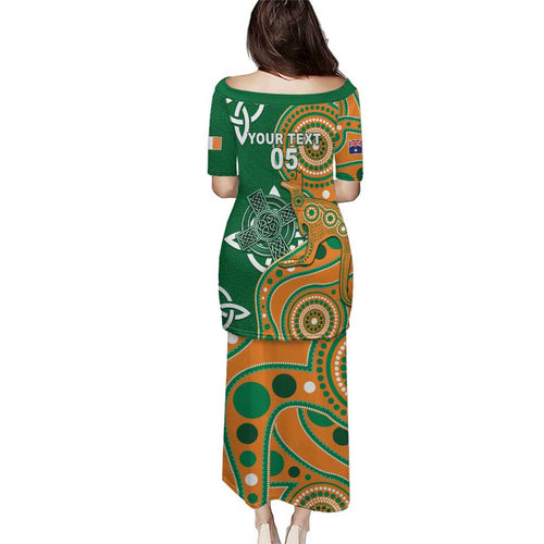 Australia And Ireland Rugby Custom Puletasi Walllabies And Shamrock Together
