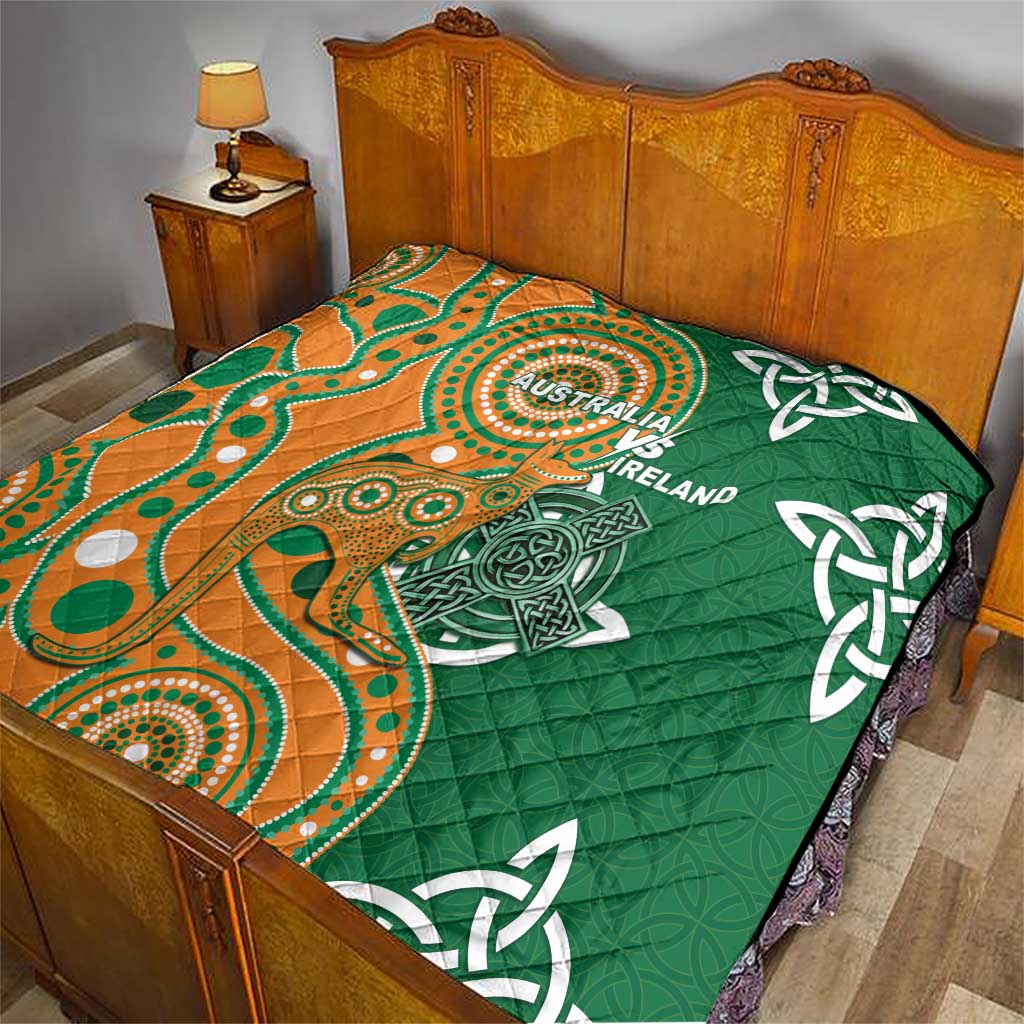 Australia And Ireland Rugby Quilt Walllabies And Shamrock Together