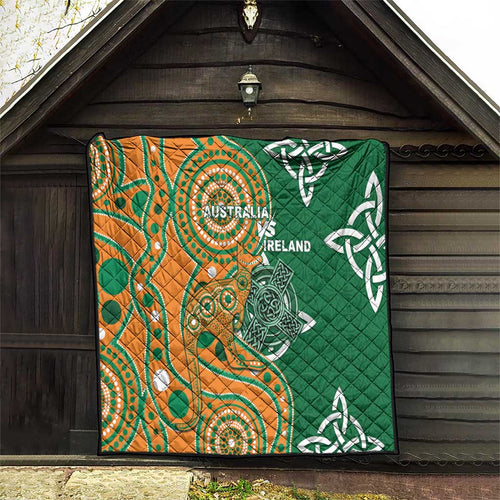 Australia And Ireland Rugby Quilt Walllabies And Shamrock Together
