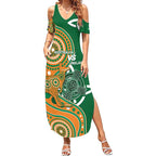 Australia And Ireland Rugby Custom Summer Maxi Dress Walllabies And Shamrock Together