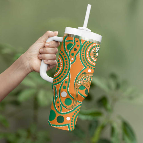 Australia And Ireland Rugby Custom Tumbler With Handle Walllabies And Shamrock Together
