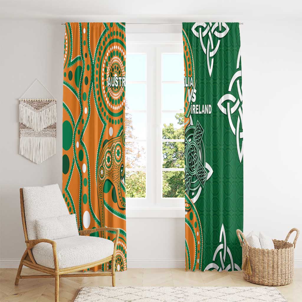 Australia And Ireland Rugby Window Curtain Walllabies And Shamrock Together