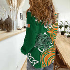 Australia And Ireland Rugby Custom Women Casual Shirt Walllabies And Shamrock Together