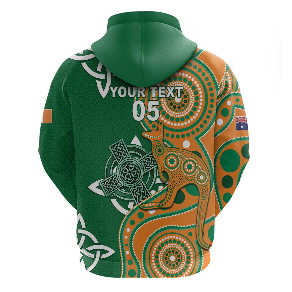 Australia And Ireland Rugby Custom Zip Hoodie Walllabies And Shamrock Together