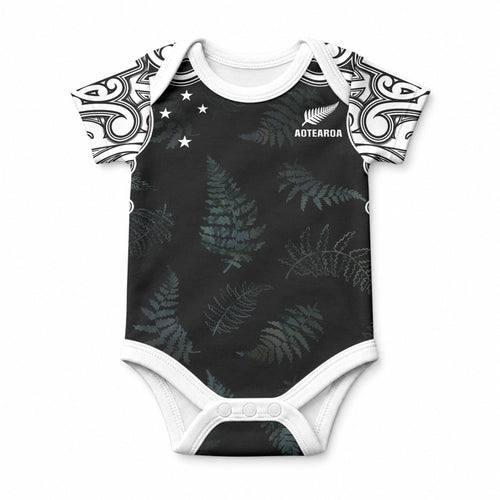 Custom New Zealand Fern Women Rugby Baby Onesie Maori Pattern