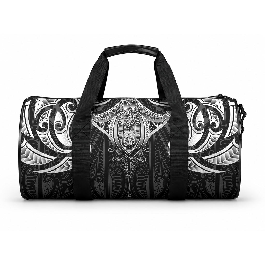 New Zealand Aotearoa Duffle Bag Maori Manta Ray Moko Black