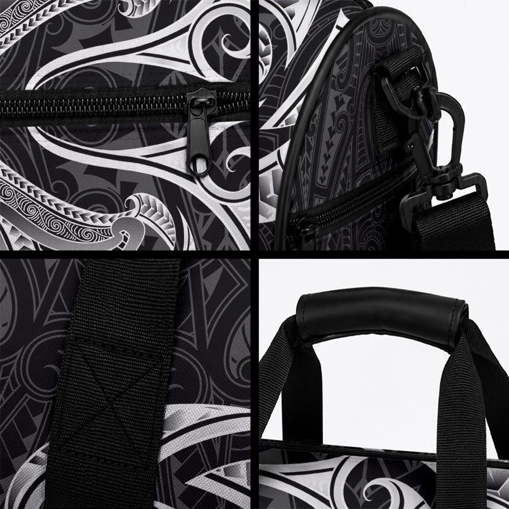 New Zealand Aotearoa Duffle Bag Maori Manta Ray Moko Black