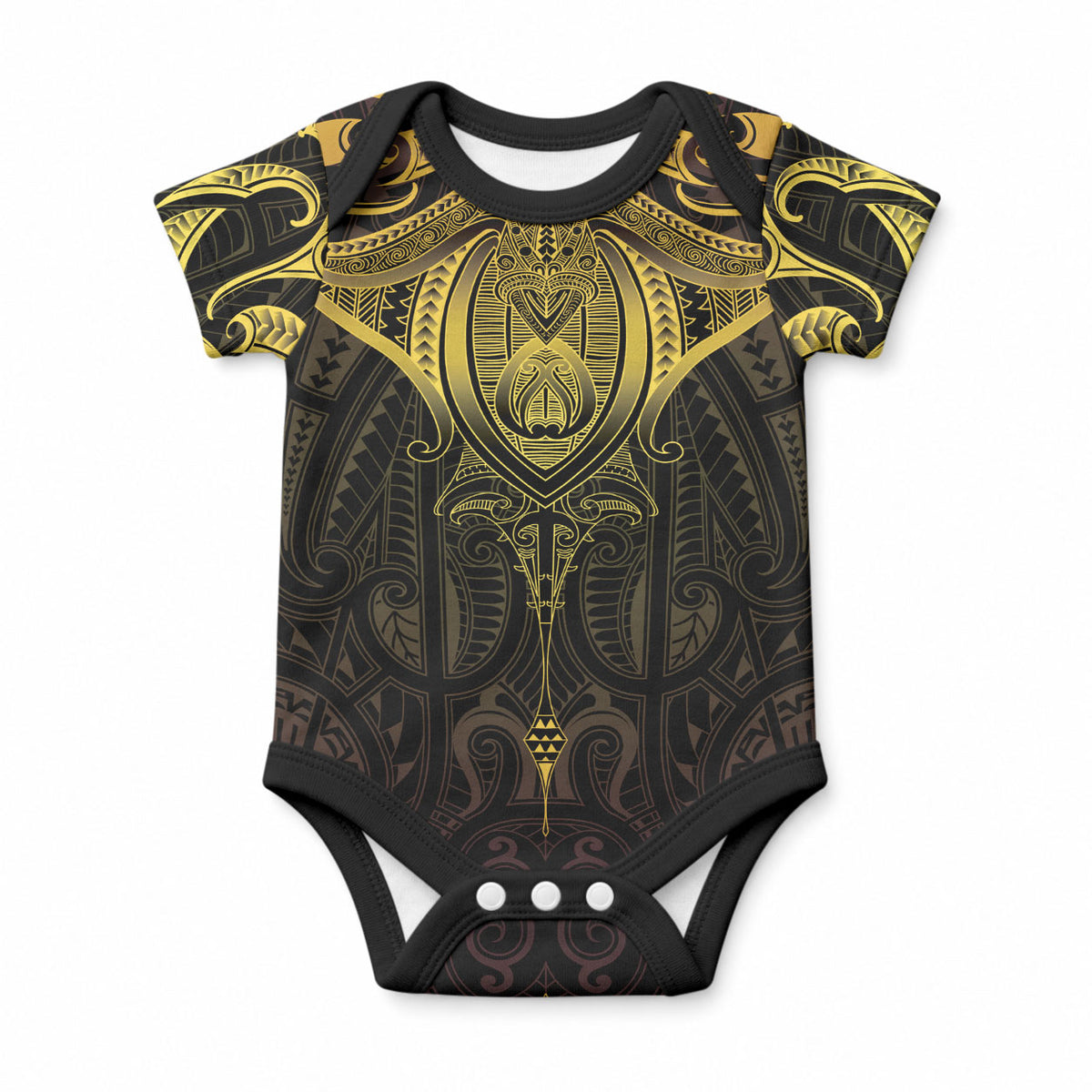New Zealand Aotearoa Baby Onesie Maori Manta Ray Moko Gold