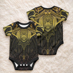 New Zealand Aotearoa Baby Onesie Maori Manta Ray Moko Gold