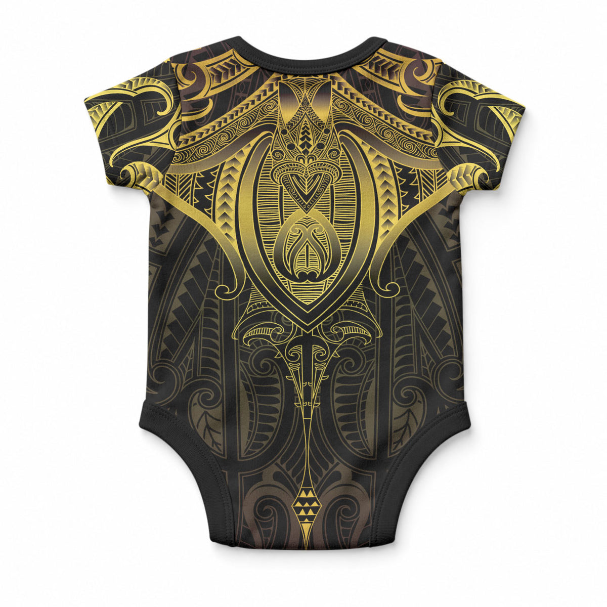 New Zealand Aotearoa Baby Onesie Maori Manta Ray Moko Gold