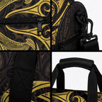 New Zealand Aotearoa Duffle Bag Maori Manta Ray Moko Gold