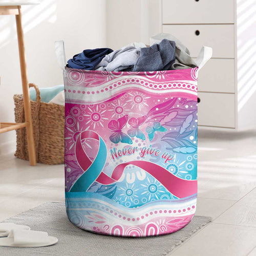 Australia Hereditary Cancer Awareness Laundry Basket Never Give Up