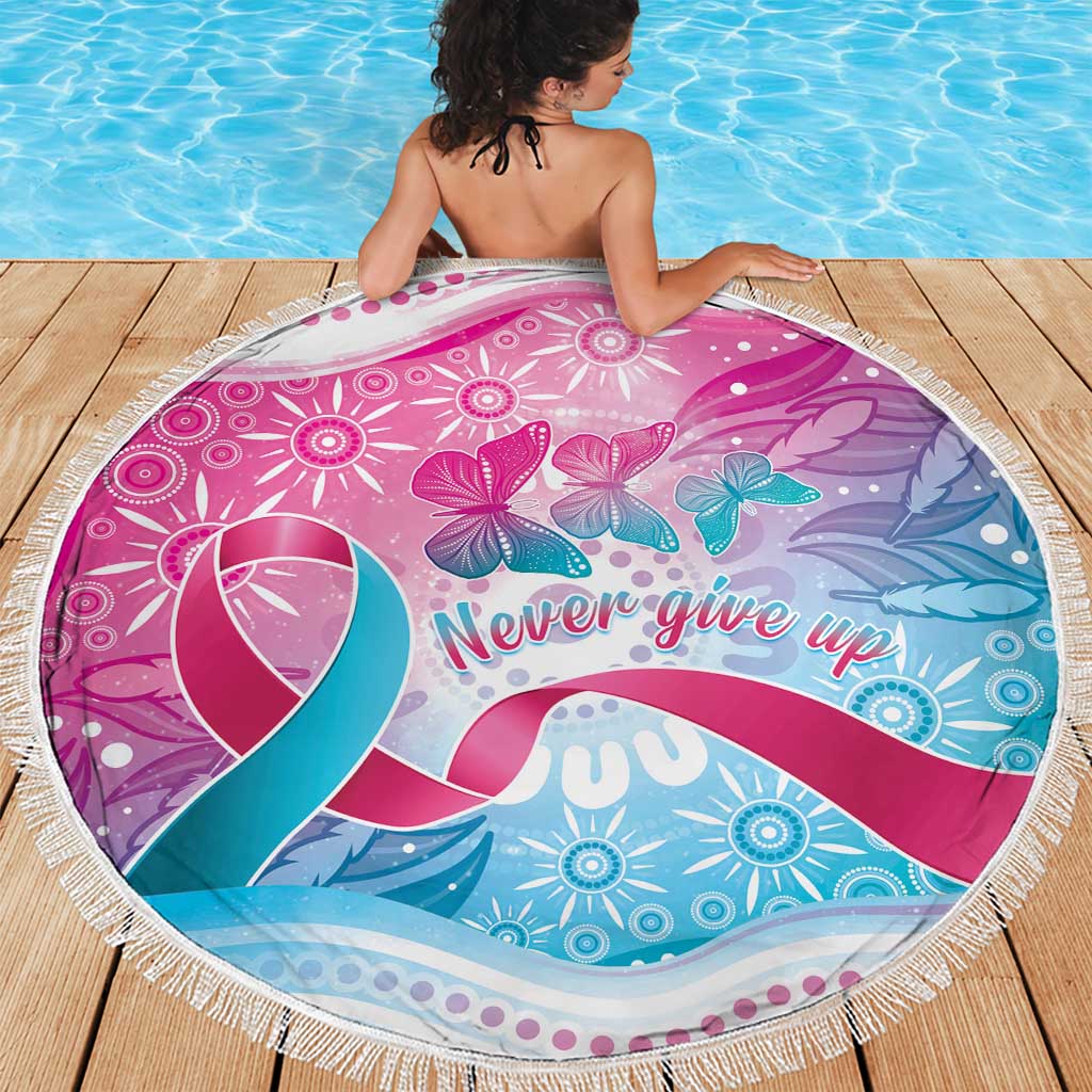 Australia Hereditary Cancer Awareness Beach Blanket Never Give Up