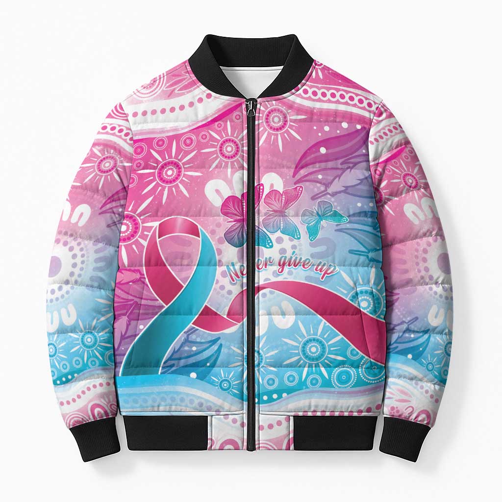 Australia Hereditary Cancer Awareness Bomber Puffer Jacket Never Give Up
