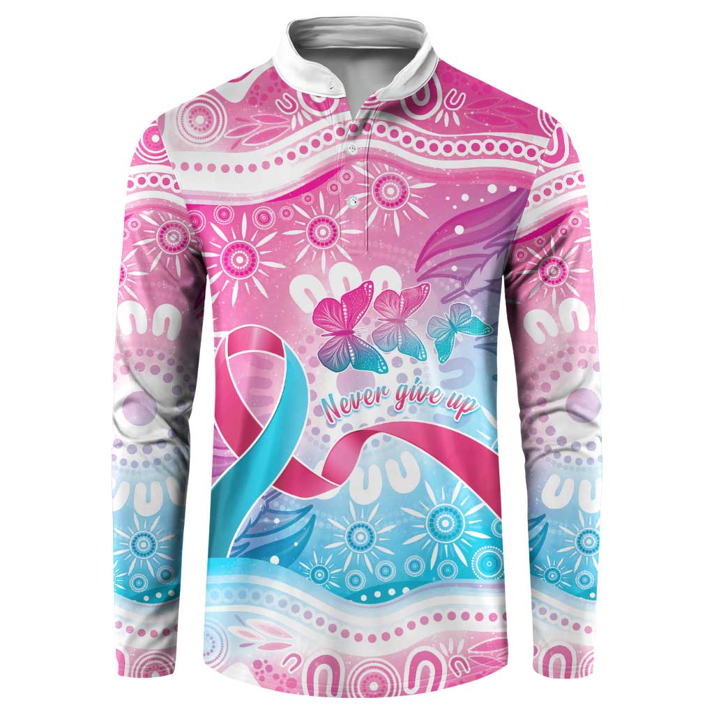 Australia Hereditary Cancer Awareness Button Sweatshirt Never Give Up