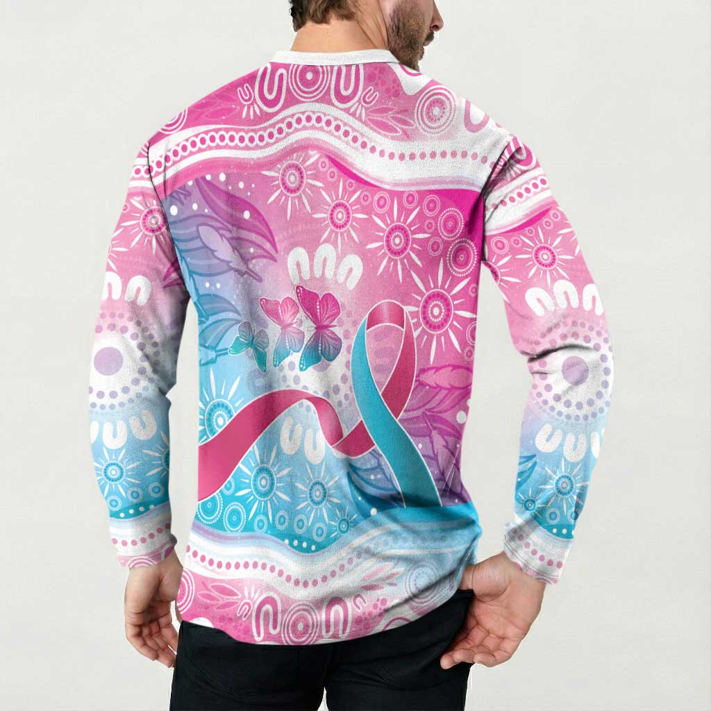 Australia Hereditary Cancer Awareness Button Sweatshirt Never Give Up