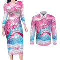 Australia Hereditary Cancer Awareness Couples Matching Long Sleeve Bodycon Dress and Long Sleeve Button Shirt Never Give Up