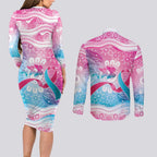 Australia Hereditary Cancer Awareness Couples Matching Long Sleeve Bodycon Dress and Long Sleeve Button Shirt Never Give Up