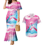 Australia Hereditary Cancer Awareness Couples Matching Mermaid Dress and Hawaiian Shirt Never Give Up