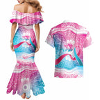 Australia Hereditary Cancer Awareness Couples Matching Mermaid Dress and Hawaiian Shirt Never Give Up