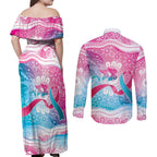 Australia Hereditary Cancer Awareness Couples Matching Off Shoulder Maxi Dress and Long Sleeve Button Shirt Never Give Up