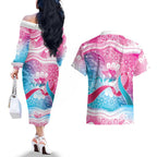 Australia Hereditary Cancer Awareness Couples Matching Off The Shoulder Long Sleeve Dress and Hawaiian Shirt Never Give Up