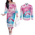 Australia Hereditary Cancer Awareness Couples Matching Off The Shoulder Long Sleeve Dress and Long Sleeve Button Shirt Never Give Up