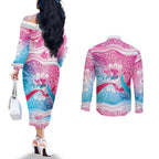 Australia Hereditary Cancer Awareness Couples Matching Off The Shoulder Long Sleeve Dress and Long Sleeve Button Shirt Never Give Up