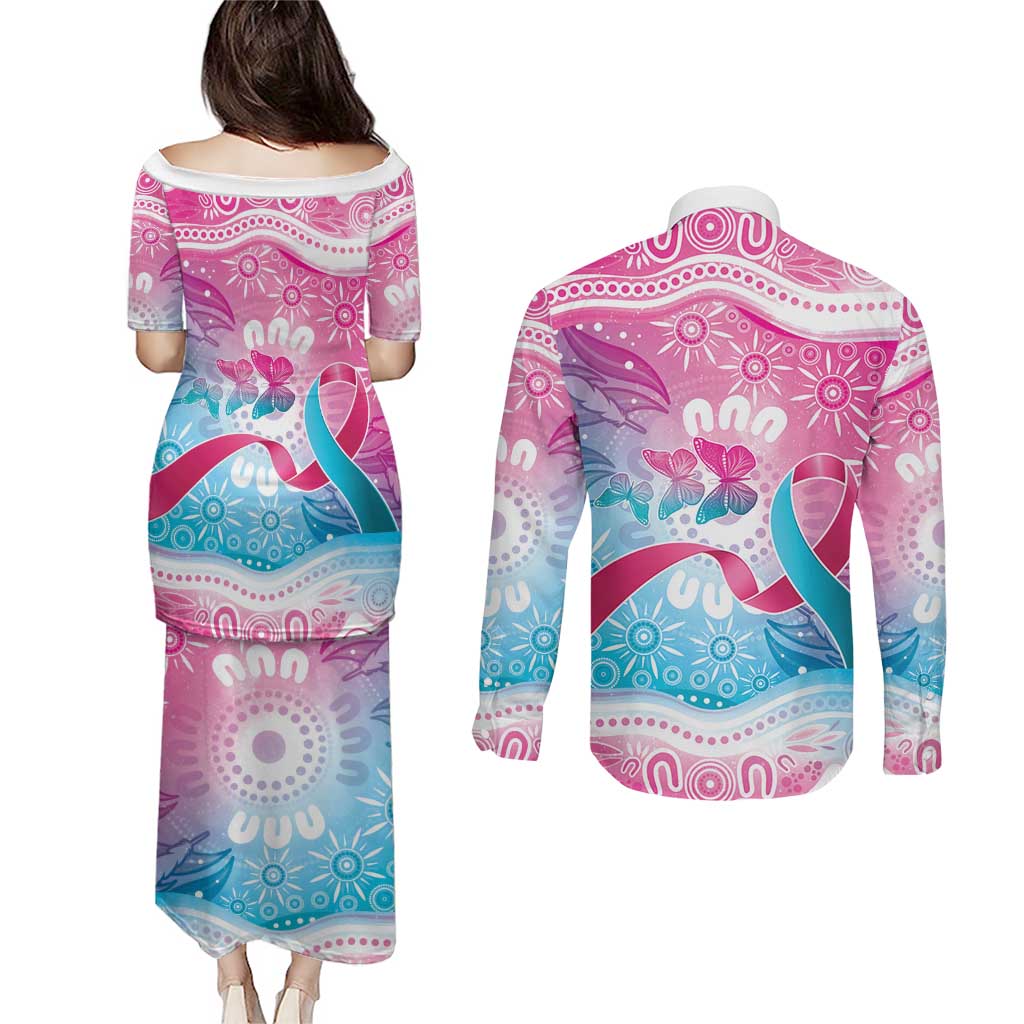 Australia Hereditary Cancer Awareness Couples Matching Puletasi and Long Sleeve Button Shirt Never Give Up