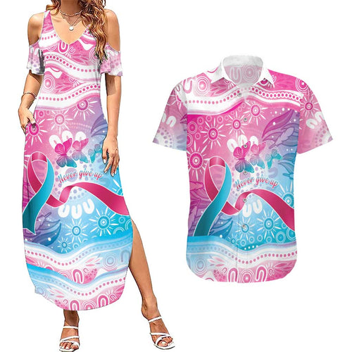 Australia Hereditary Cancer Awareness Couples Matching Summer Maxi Dress and Hawaiian Shirt Never Give Up