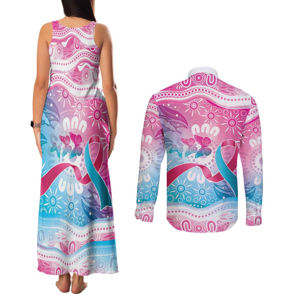 Australia Hereditary Cancer Awareness Couples Matching Tank Maxi Dress and Long Sleeve Button Shirt Never Give Up