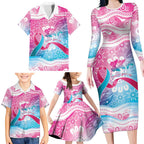 Australia Hereditary Cancer Awareness Family Matching Long Sleeve Bodycon Dress and Hawaiian Shirt Never Give Up