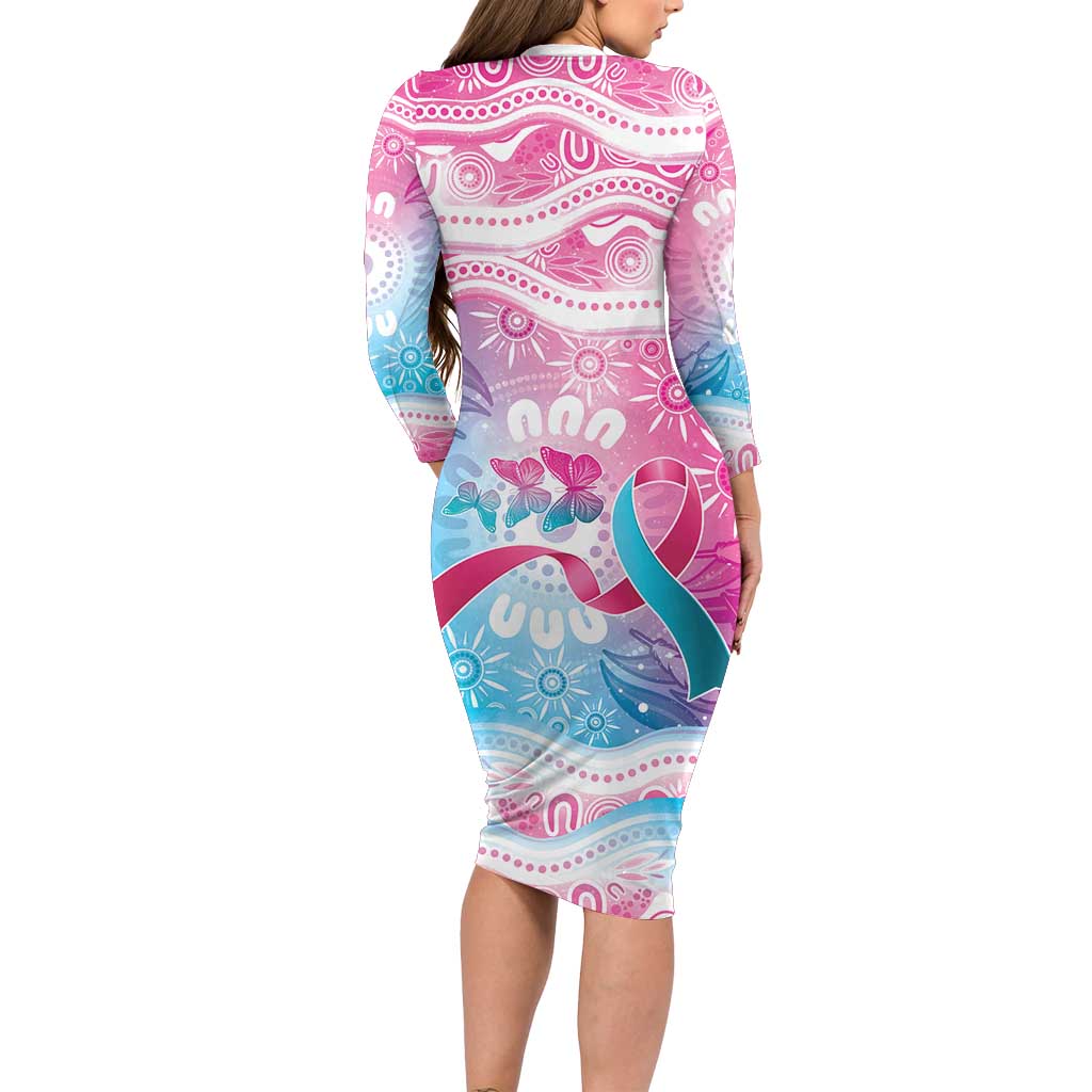 Australia Hereditary Cancer Awareness Family Matching Long Sleeve Bodycon Dress and Hawaiian Shirt Never Give Up