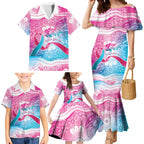 Australia Hereditary Cancer Awareness Family Matching Mermaid Dress and Hawaiian Shirt Never Give Up