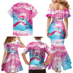 Australia Hereditary Cancer Awareness Family Matching Mermaid Dress and Hawaiian Shirt Never Give Up
