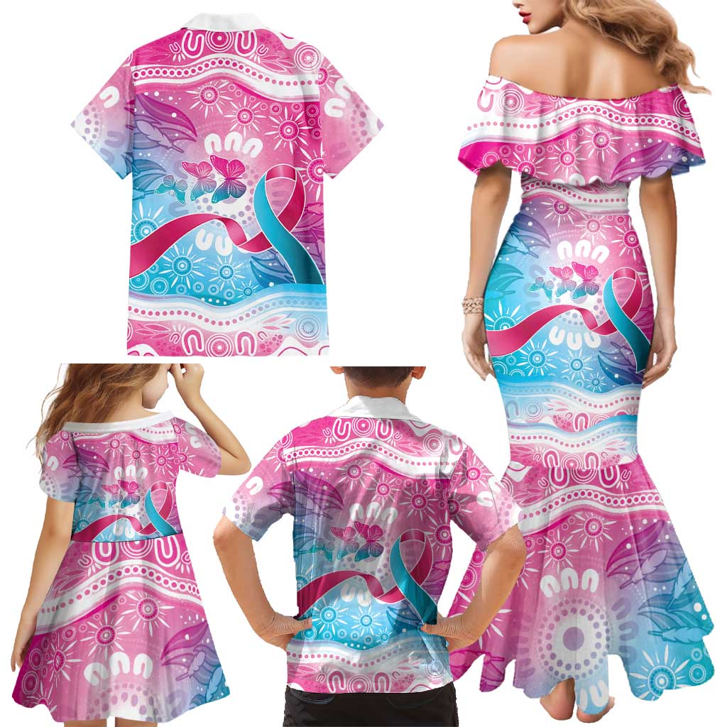 Australia Hereditary Cancer Awareness Family Matching Mermaid Dress and Hawaiian Shirt Never Give Up