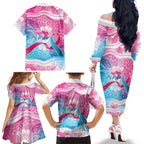 Australia Hereditary Cancer Awareness Family Matching Off The Shoulder Long Sleeve Dress and Hawaiian Shirt Never Give Up