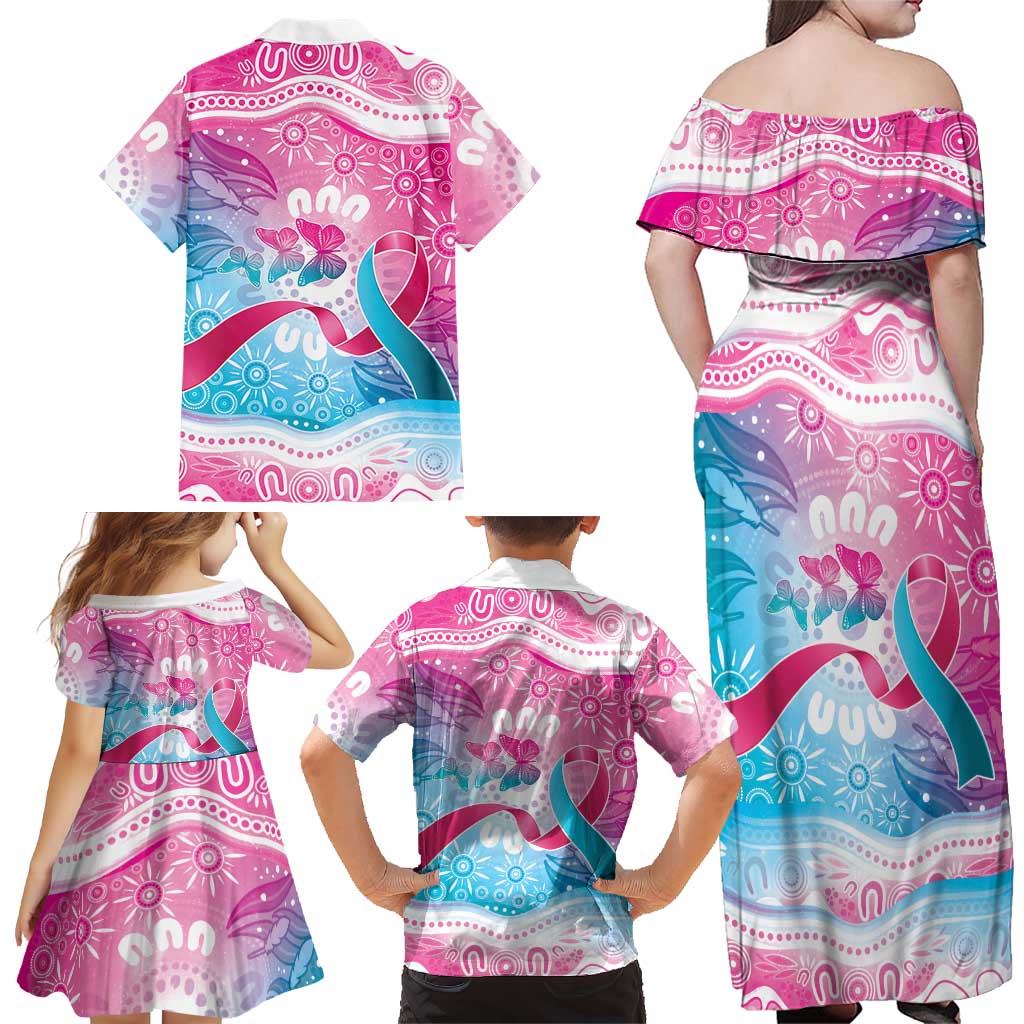 Australia Hereditary Cancer Awareness Family Matching Off Shoulder Maxi Dress and Hawaiian Shirt Never Give Up