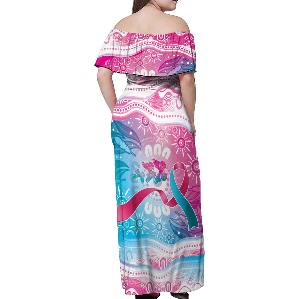 Australia Hereditary Cancer Awareness Family Matching Off Shoulder Maxi Dress and Hawaiian Shirt Never Give Up