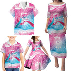 Australia Hereditary Cancer Awareness Family Matching Puletasi and Hawaiian Shirt Never Give Up