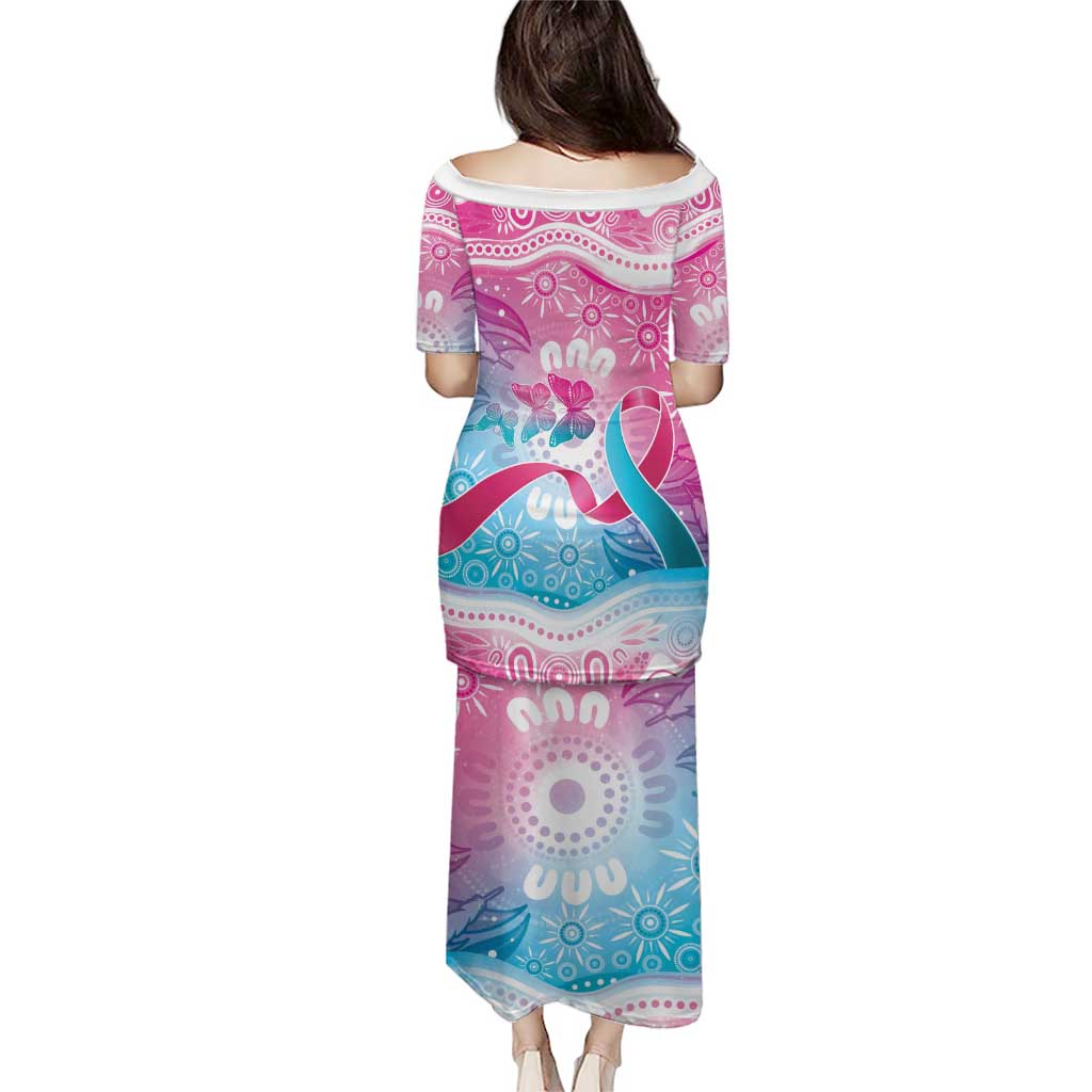 Australia Hereditary Cancer Awareness Family Matching Puletasi and Hawaiian Shirt Never Give Up