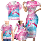 Australia Hereditary Cancer Awareness Family Matching Short Sleeve Bodycon Dress and Hawaiian Shirt Never Give Up
