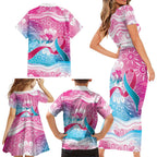 Australia Hereditary Cancer Awareness Family Matching Short Sleeve Bodycon Dress and Hawaiian Shirt Never Give Up